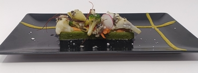 Recetario PANACOTTA  DE ESPINACAS CON VERDURAS DE TEMPORADA ASADAS EN HORNO DE BRASA "JOSPER"